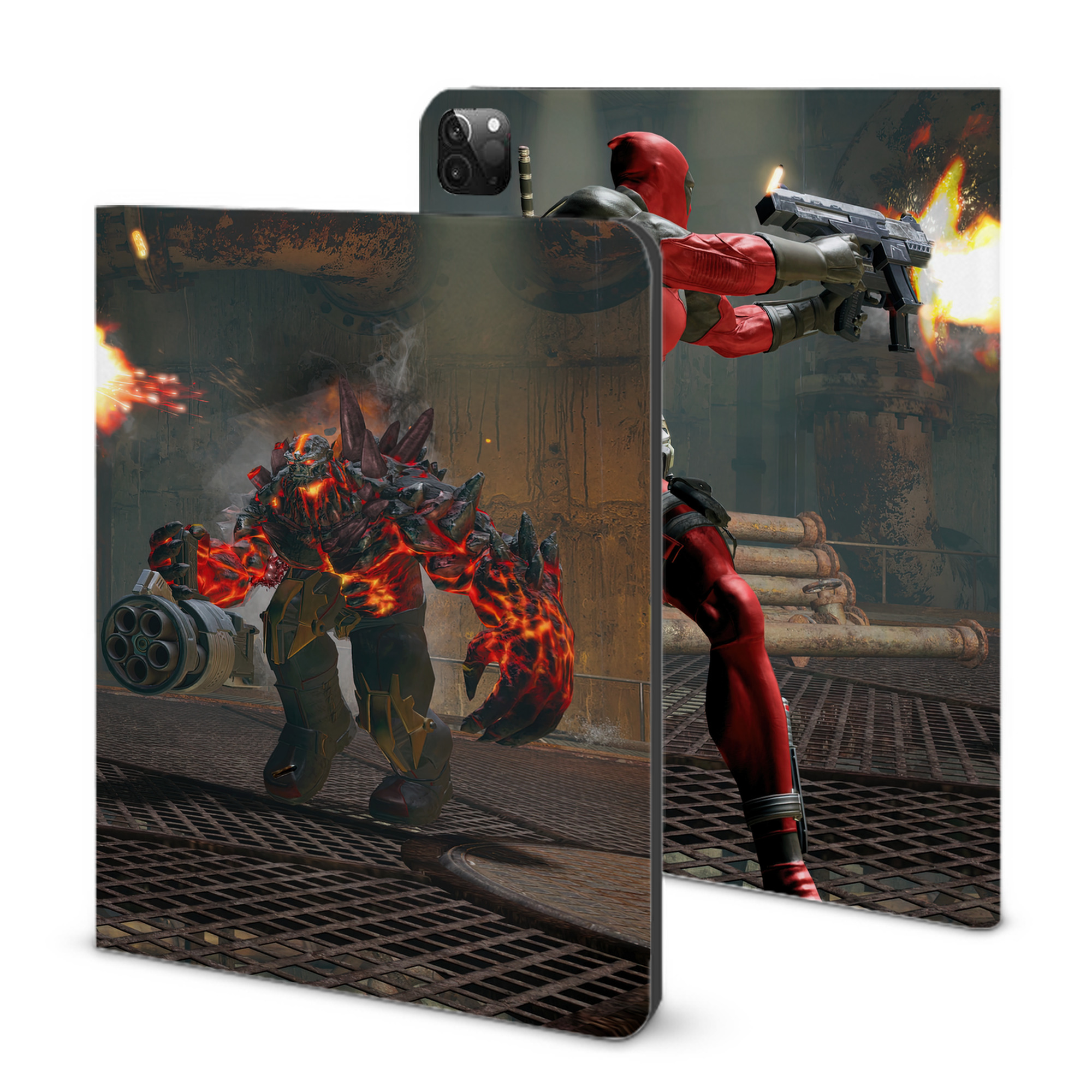 （画像用） Deadpool デッドプール IPadケース ペンホルダー付き ブックスタイルデザイン